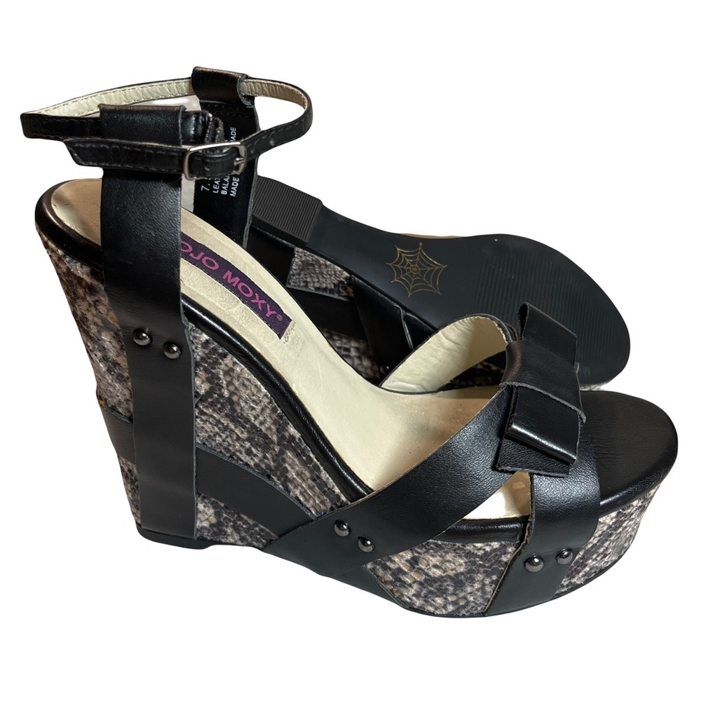 Mojo Moxy Python/Snake Animal Print Wedges Genuin… - image 1